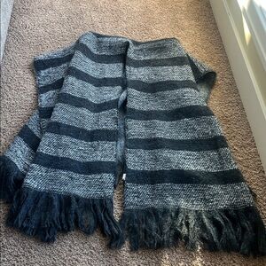 Reversible Boho Fringe World market Poncho/Shawl One Size